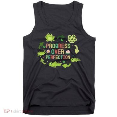 Progress Over Perfection Frog Back To School Teacher Tank Top