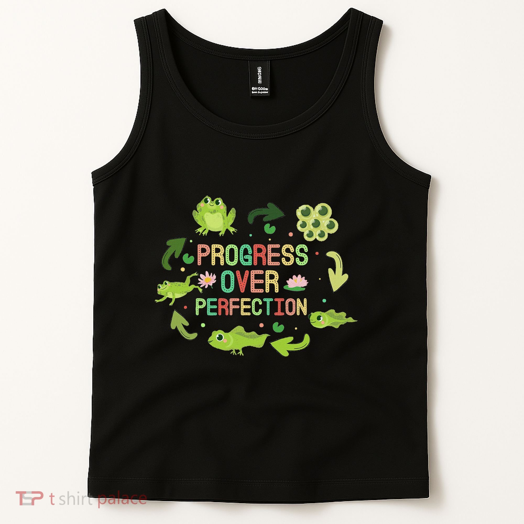 Progress Over Perfection Frog Back To School Teacher Tank Top