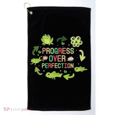 Progress Over Perfection Frog Back To School Teacher Golf Towel