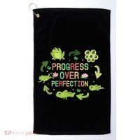 Progress Over Perfection Frog Back To School Teacher Golf Towel thumb 0