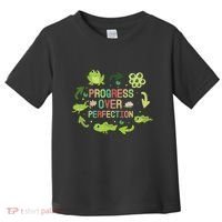Progress Over Perfection Frog Back To School Teacher Toddler T-Shirt thumb 0