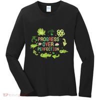 Progress Over Perfection Frog Back To School Teacher Women's Long Sleeve Shirt thumb 0