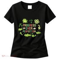 Progress Over Perfection Frog Back To School Teacher Women's T-Shirt thumb 0