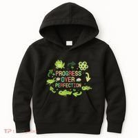 Progress Over Perfection Frog Back To School Teacher Kids Hoodie thumb 0