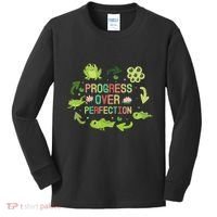 Progress Over Perfection Frog Back To School Teacher Kids Long Sleeve Shirt thumb 0