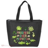 Progress Over Perfection Frog Back To School Teacher Tote Bag thumb 0