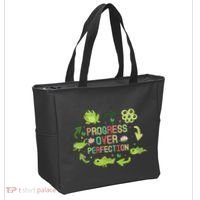 Progress Over Perfection Frog Back To School Teacher Tote Bag thumb 2