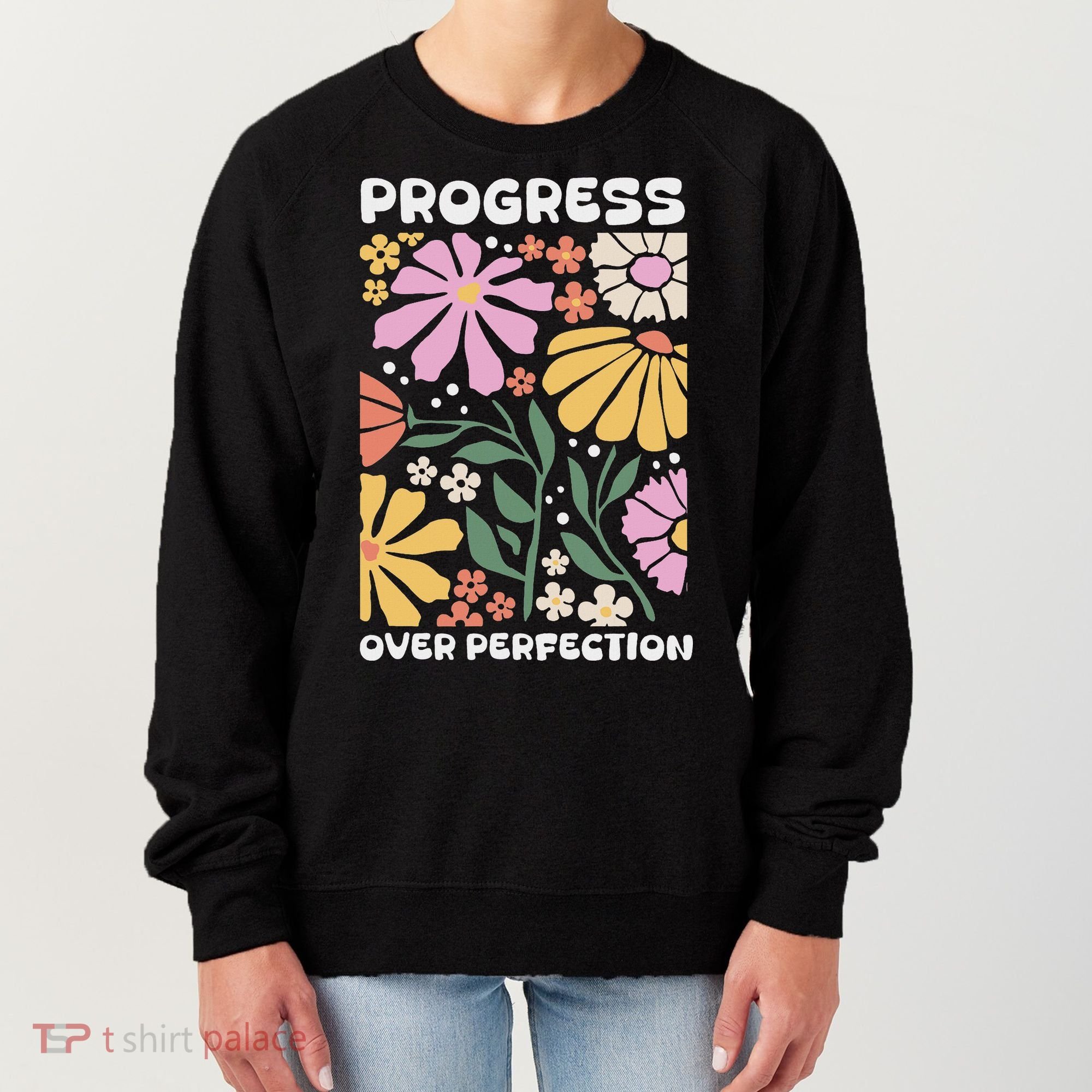 Progress Over Perfection Aba Therapist Behavior Rbt Floral Women's Sweatshirt