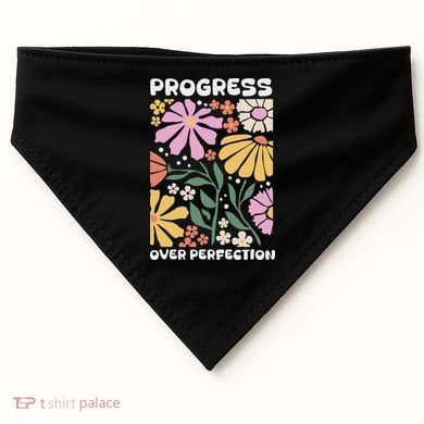 Progress Over Perfection Aba Therapist Behavior Rbt Floral USA-Made Doggie Bandana