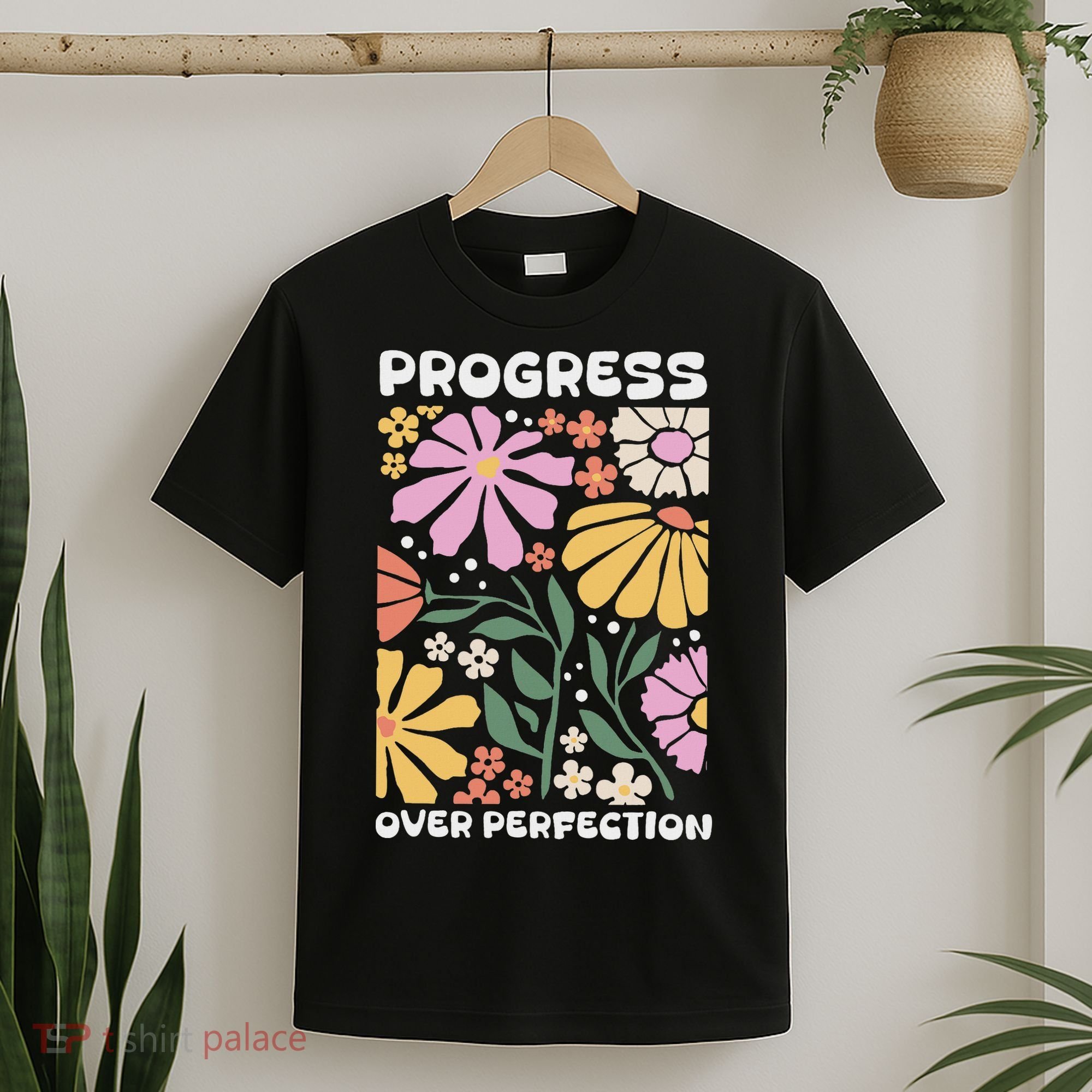 Progress Over Perfection Aba Therapist Behavior Rbt Floral T-Shirt