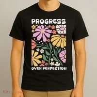 Progress Over Perfection Aba Therapist Behavior Rbt Floral T-Shirt thumb 3