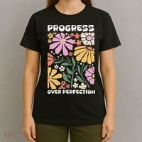 Progress Over Perfection Aba Therapist Behavior Rbt Floral T-Shirt thumb 4