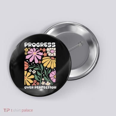 Progress Over Perfection Aba Therapist Behavior Rbt Floral Button