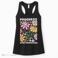 Progress Over Perfection Aba Therapist Behavior Rbt Floral Women's Tank Top thumb 0