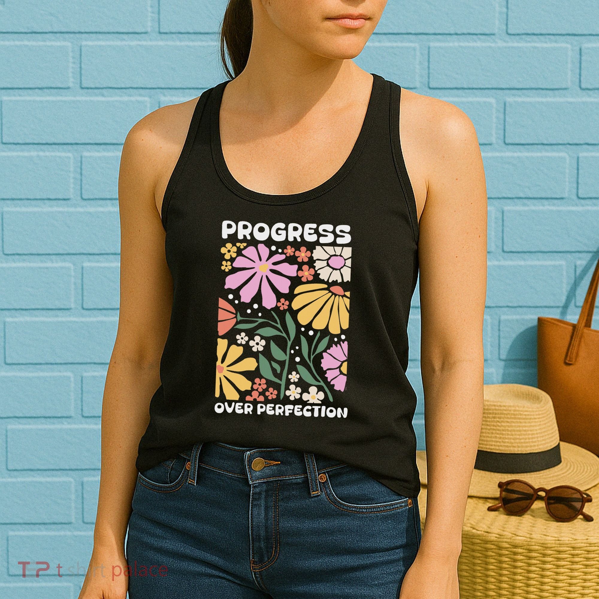 Progress Over Perfection Aba Therapist Behavior Rbt Floral Women's Tank Top