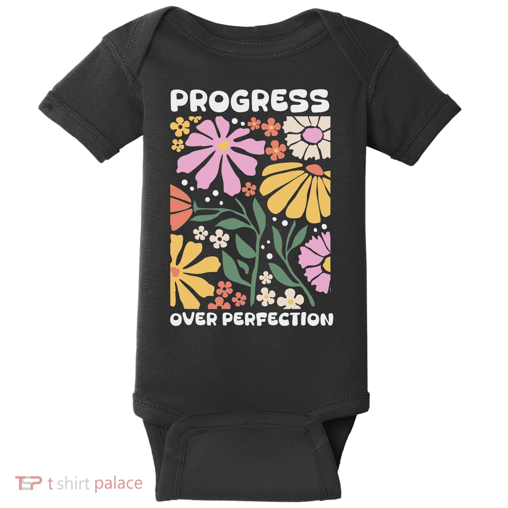 Progress Over Perfection Aba Therapist Behavior Rbt Floral Baby Bodysuit