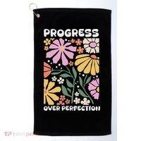 Progress Over Perfection Aba Therapist Behavior Rbt Floral Golf Towel thumb 0