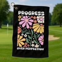 Progress Over Perfection Aba Therapist Behavior Rbt Floral Golf Towel thumb 1