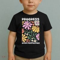Progress Over Perfection Aba Therapist Behavior Rbt Floral Toddler T-Shirt thumb 2