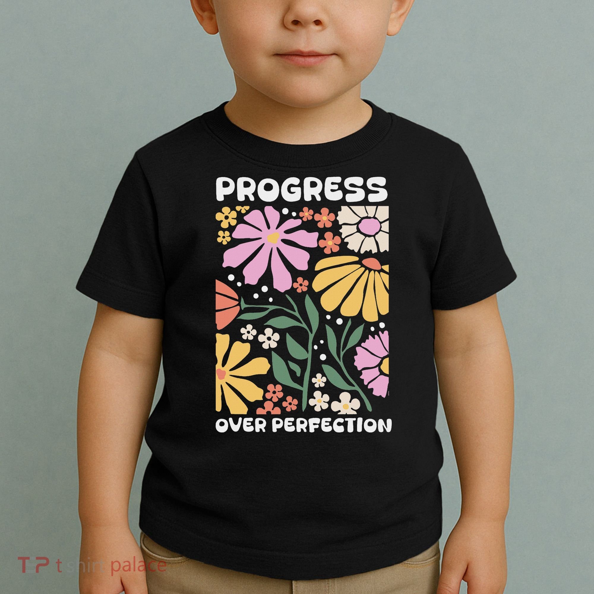 Progress Over Perfection Aba Therapist Behavior Rbt Floral Toddler T-Shirt