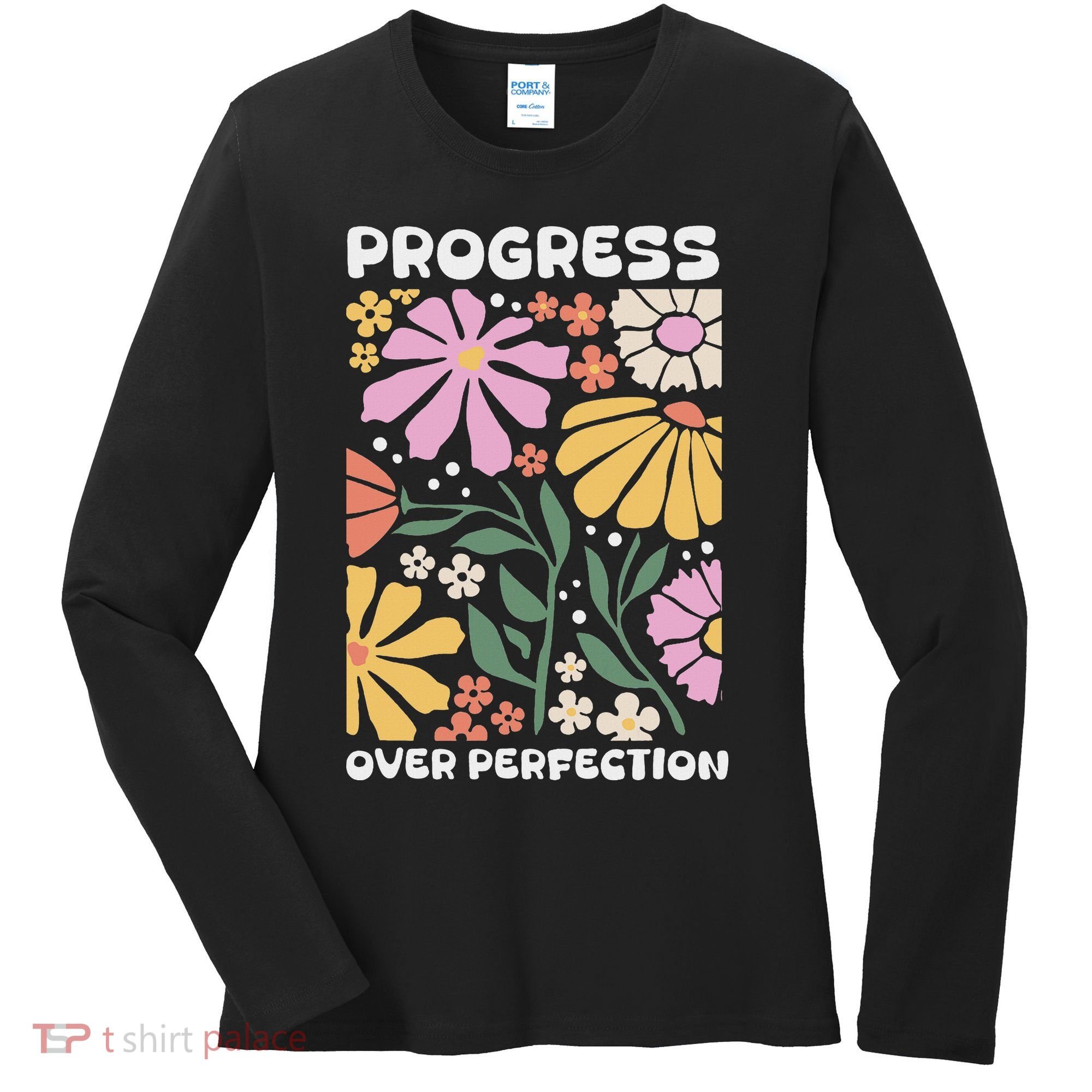 Progress Over Perfection Aba Therapist Behavior Rbt Floral Women's Long Sleeve Shirt