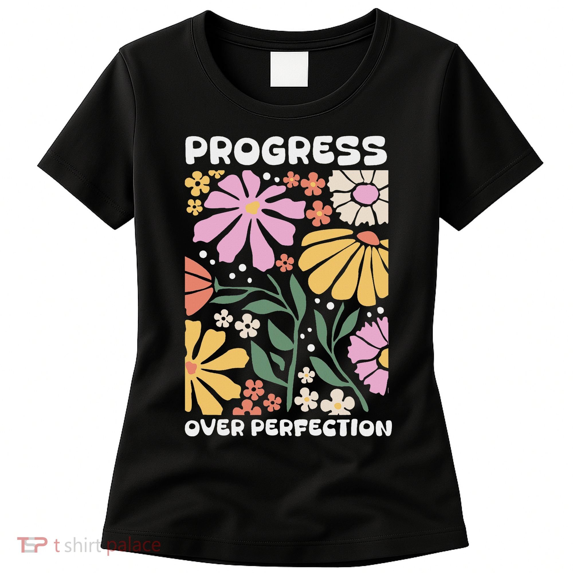 Progress Over Perfection Aba Therapist Behavior Rbt Floral Women's T-Shirt