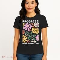Progress Over Perfection Aba Therapist Behavior Rbt Floral Women's T-Shirt thumb 4