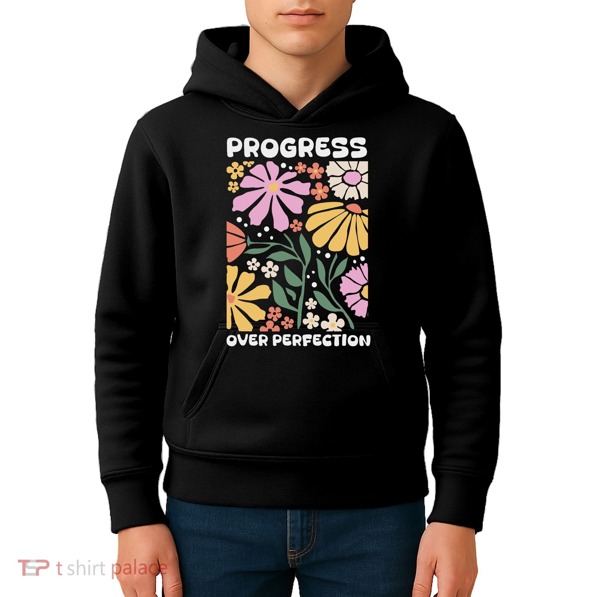Progress Over Perfection Aba Therapist Behavior Rbt Floral Kids Hoodie