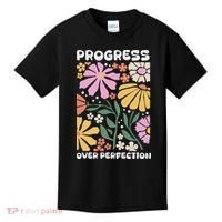 Progress Over Perfection Aba Therapist Behavior Rbt Floral Kids T-Shirt thumb 0