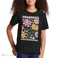 Progress Over Perfection Aba Therapist Behavior Rbt Floral Kids T-Shirt thumb 2