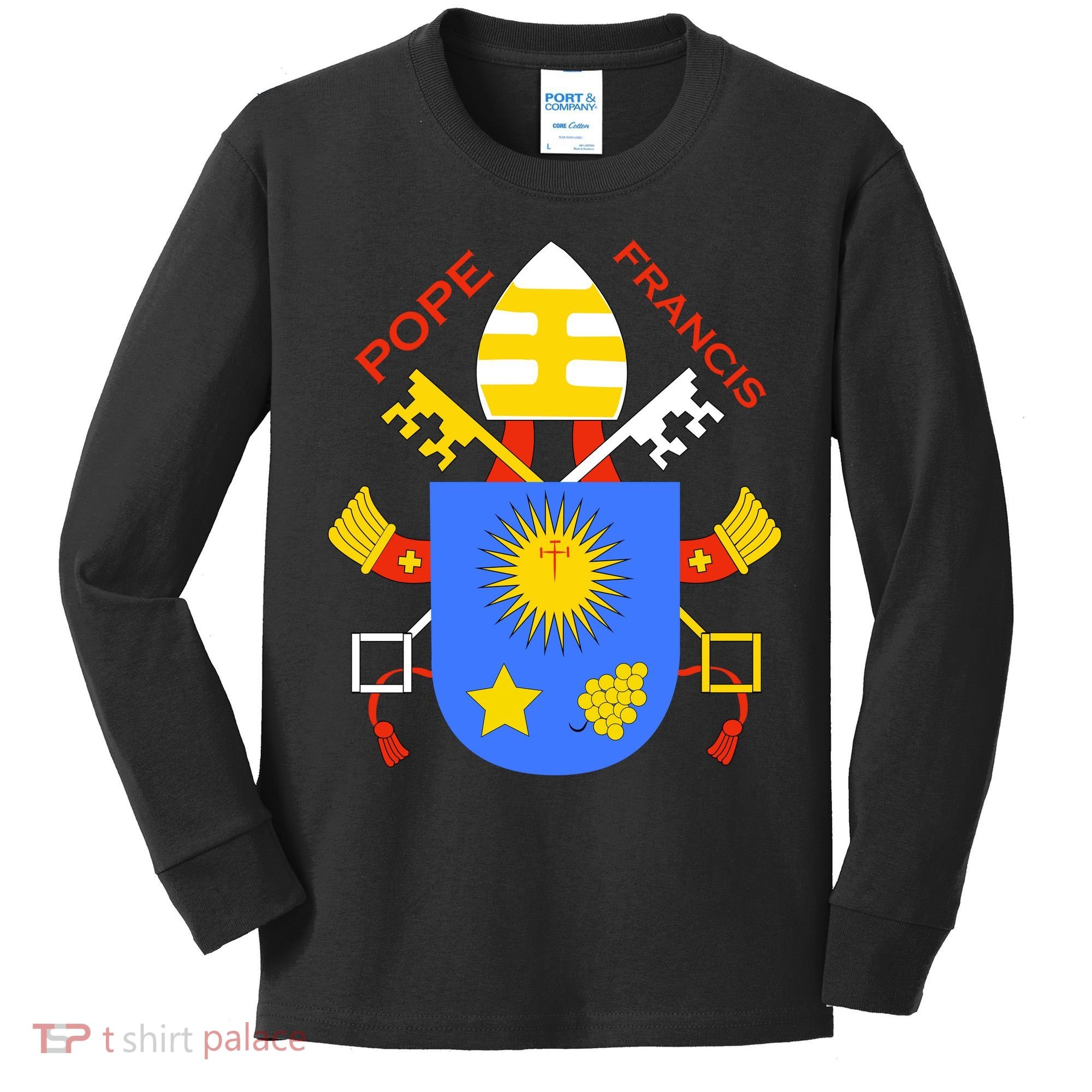 Pope Francis Emblem Christianity Kids Long Sleeve Shirt