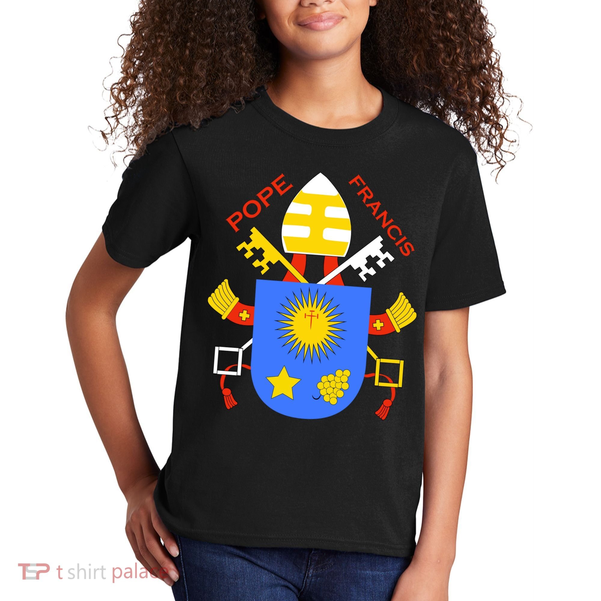 Pope Francis Emblem Christianity Kids T-Shirt