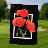 Poppy Flowers Golf Towel thumb 1