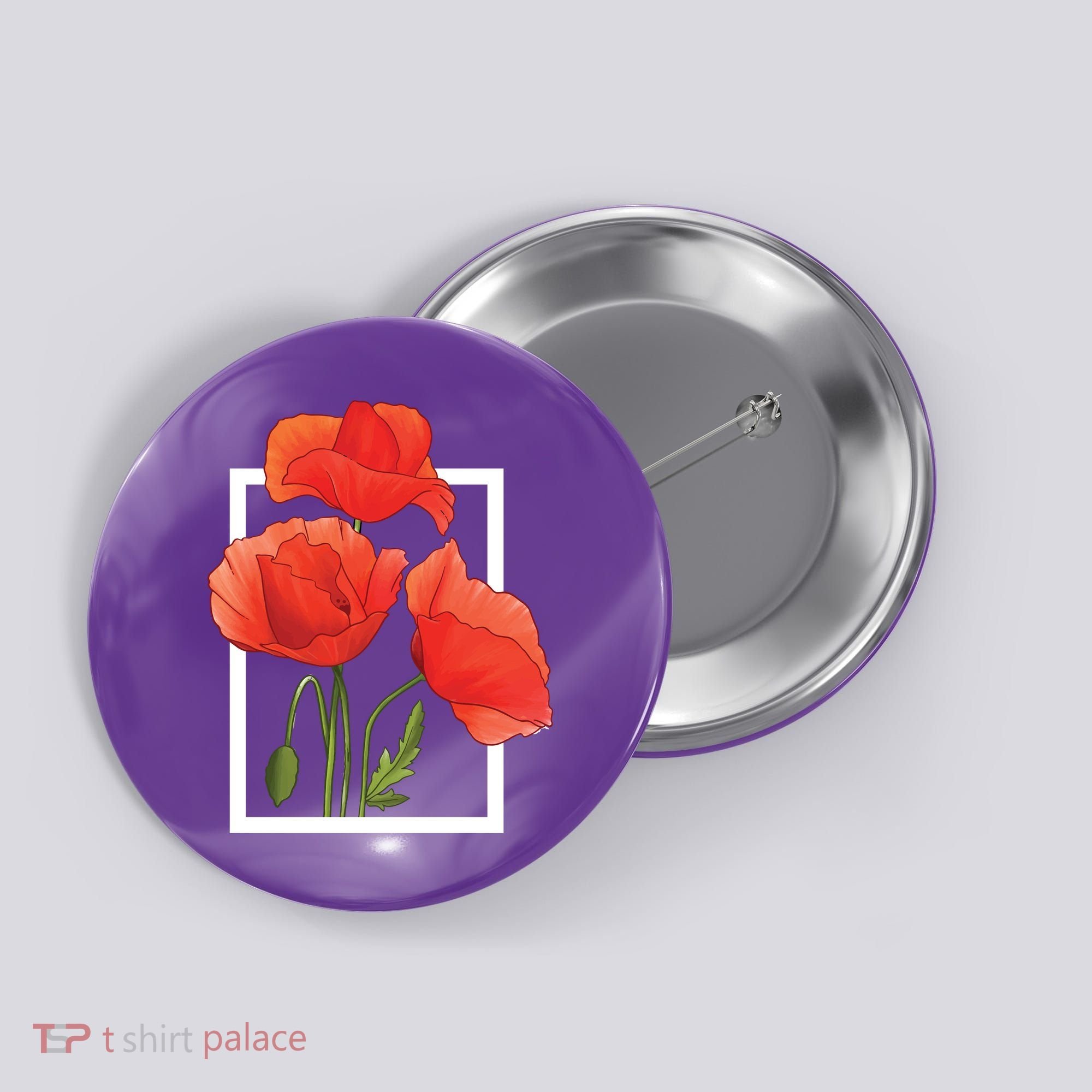 Poppy Flowers Button