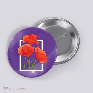 Poppy Flowers Button