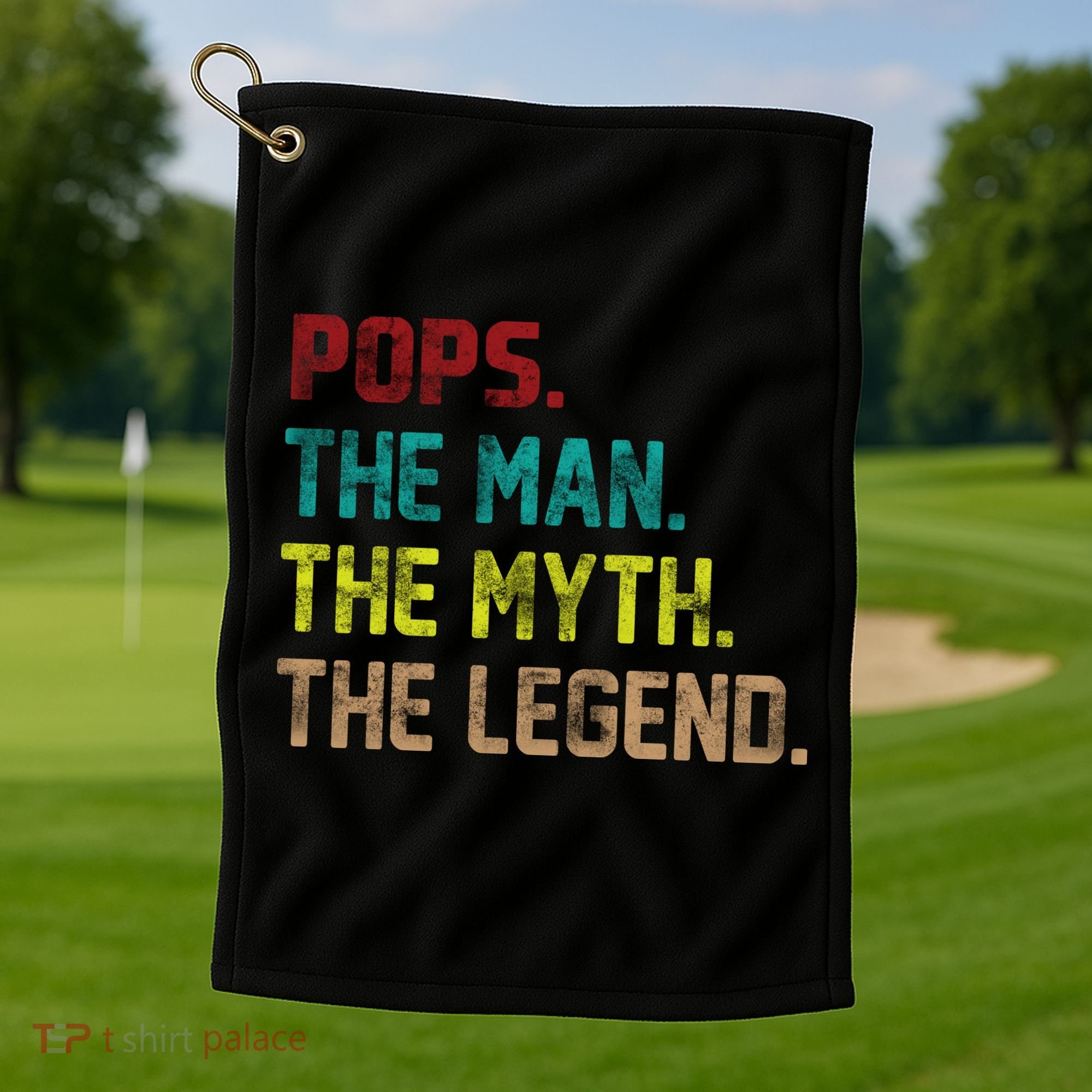 Pops The Man The Myth The Legend Funny Grandpa Golf Towel