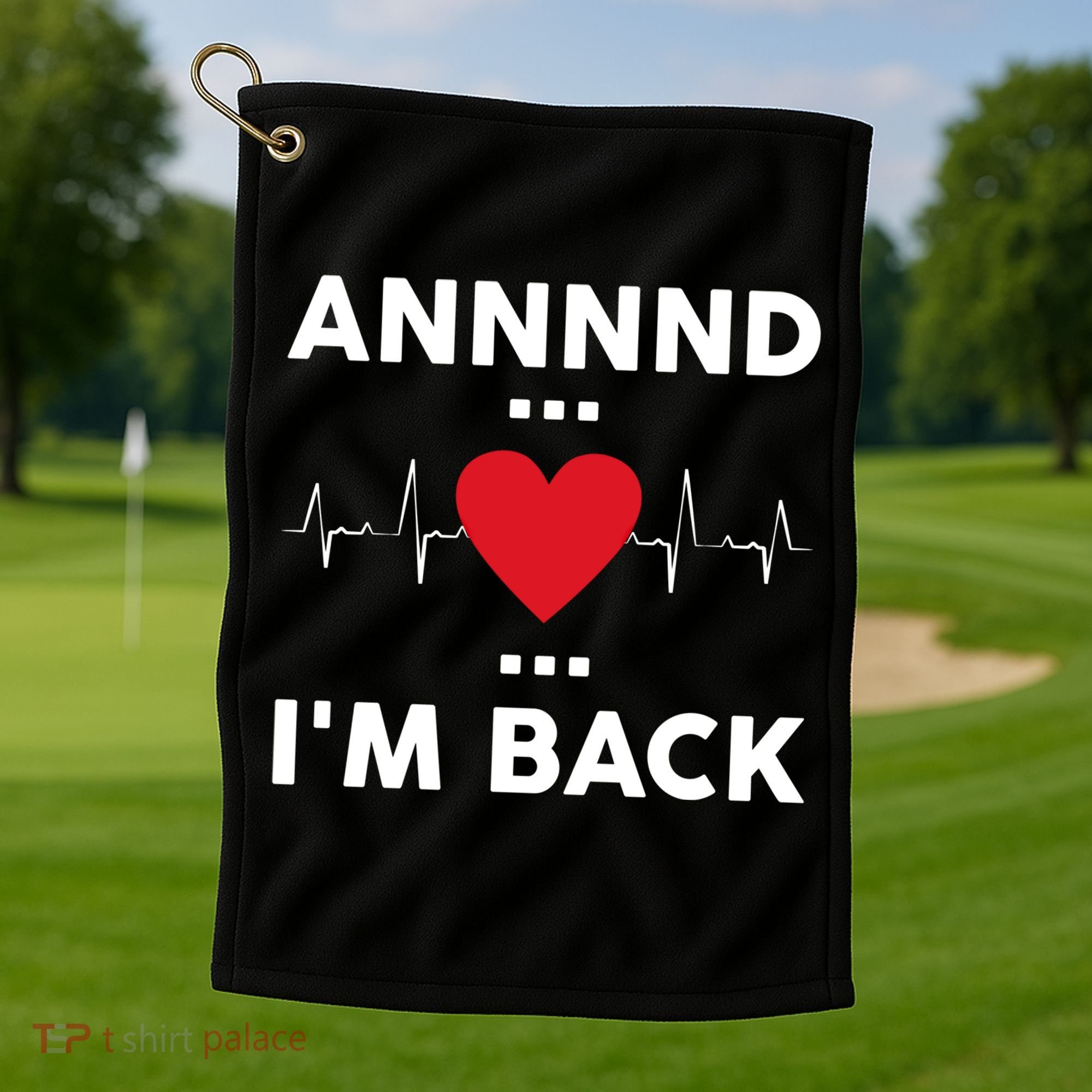 Post Operation Red Heart Back Open Heart Surgery Warrior Gift Golf Towel