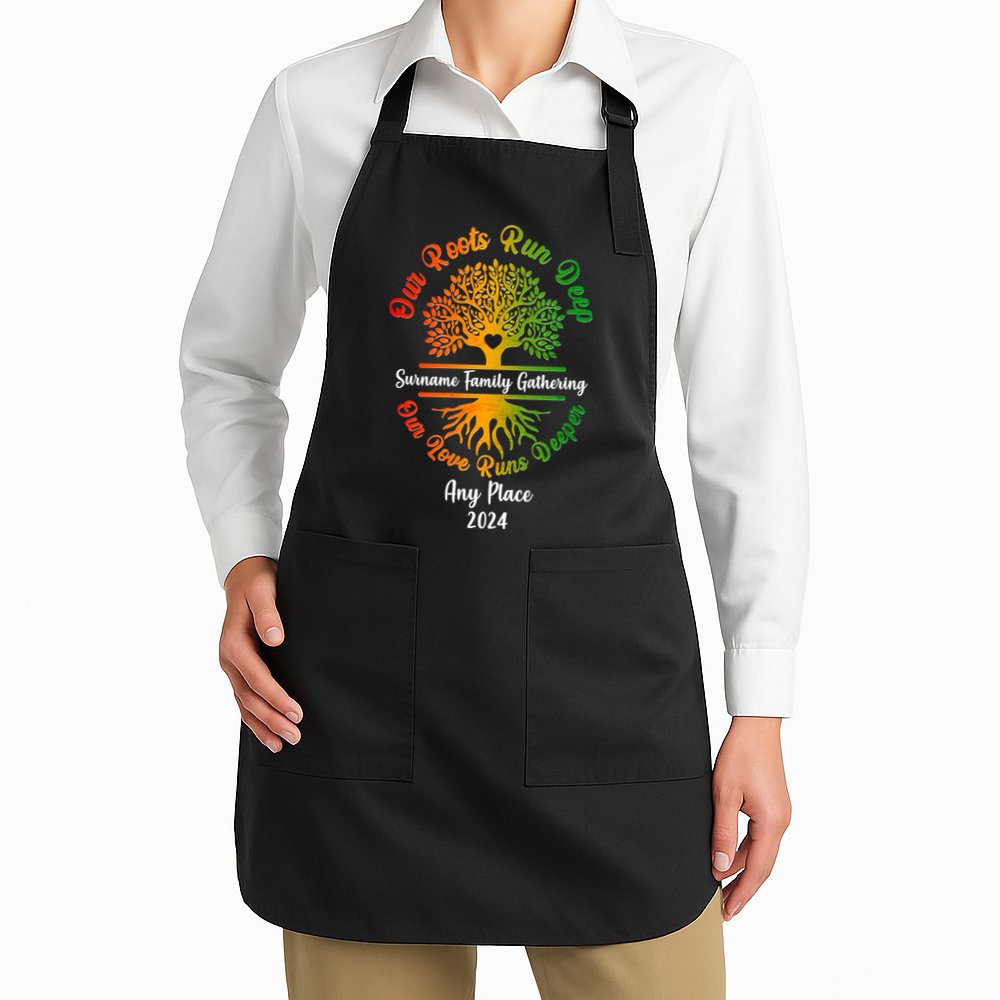 Personalize Our Roots Run Deep Family Reunion Custom Apron