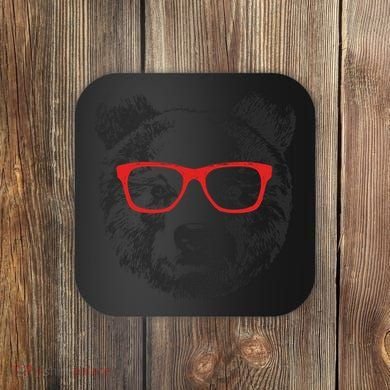 Portrait of Bear with glasses Coaster
