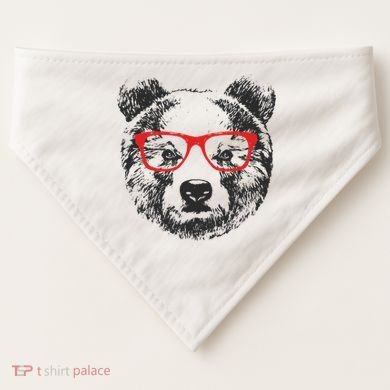 Portrait of Bear with glasses USA-Made Doggie Bandana