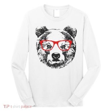 Portrait of Bear with glasses Long Sleeve Shirt