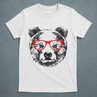 Portrait of Bear with glasses T-Shirt thumb 5