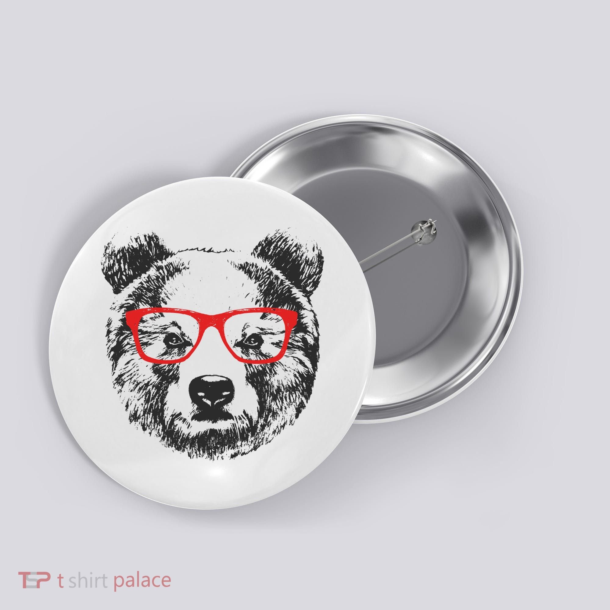 Portrait of Bear with glasses Button