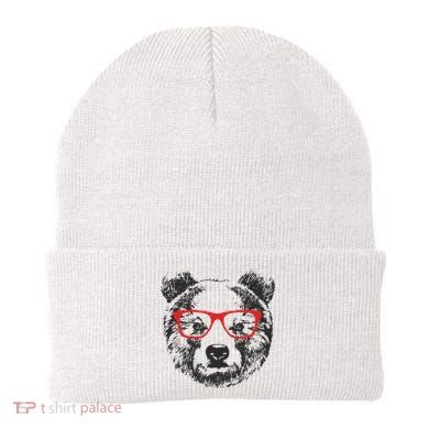 Portrait of Bear with glasses Beanie