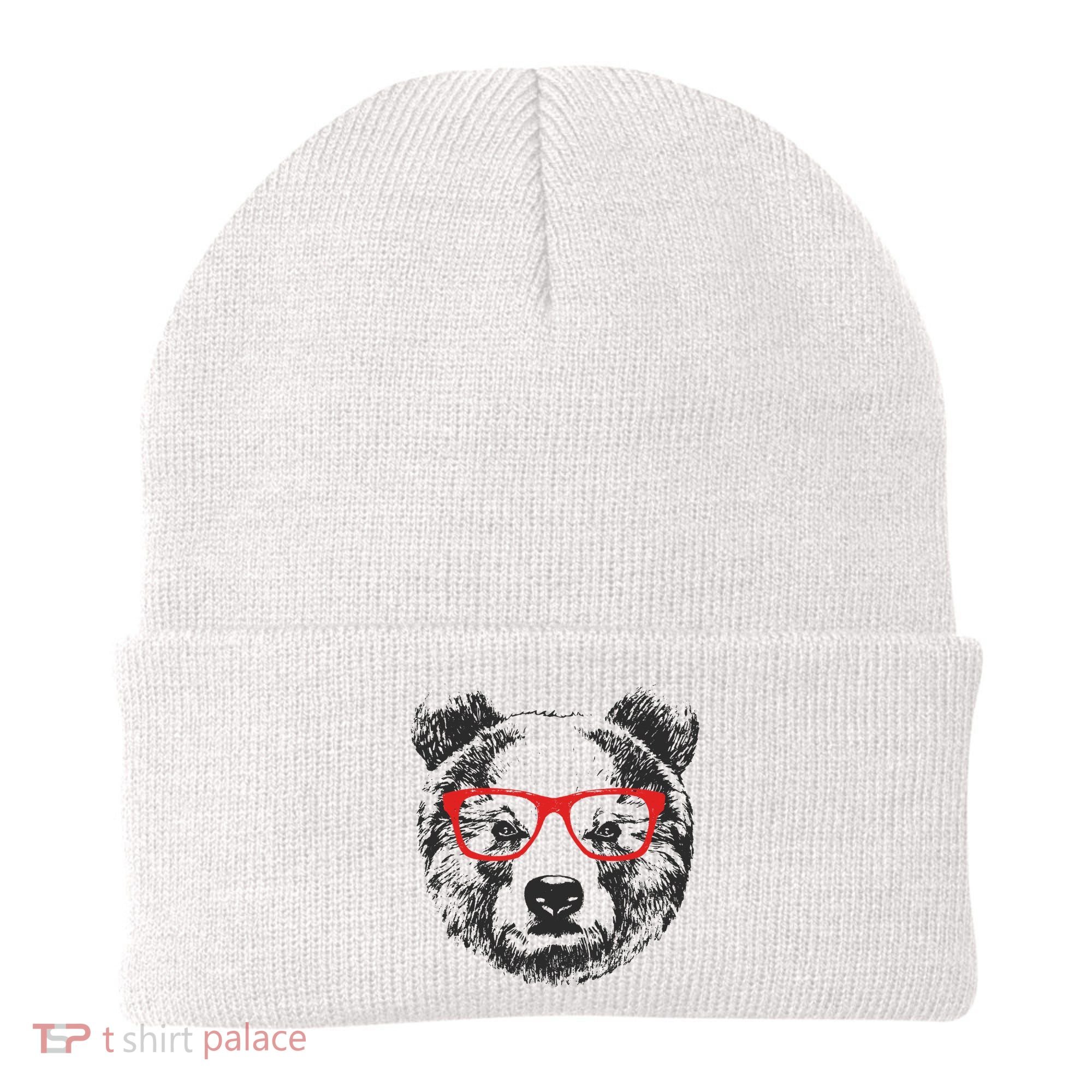 Portrait of Bear with glasses Beanie