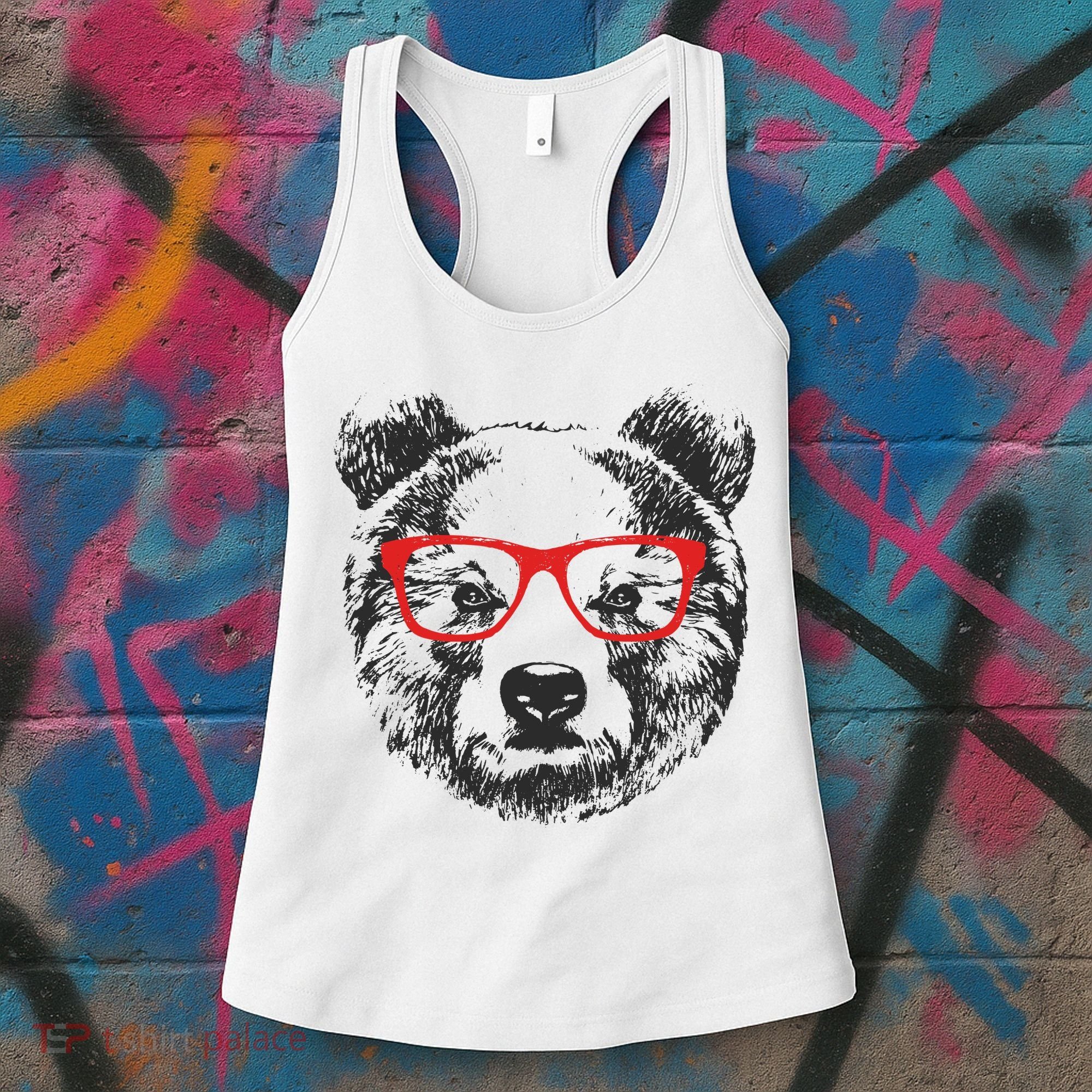 Portrait of Bear with glasses Women's Tank Top