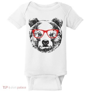 Portrait of Bear with glasses Baby Bodysuit