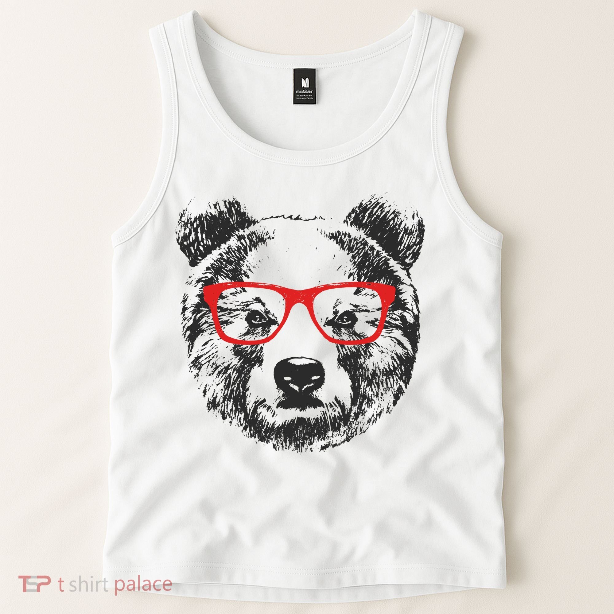 Portrait of Bear with glasses Tank Top