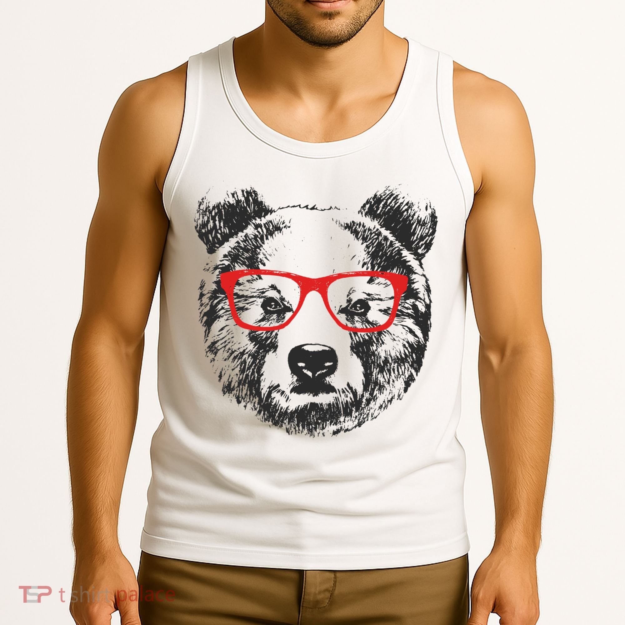 Portrait of Bear with glasses Tank Top