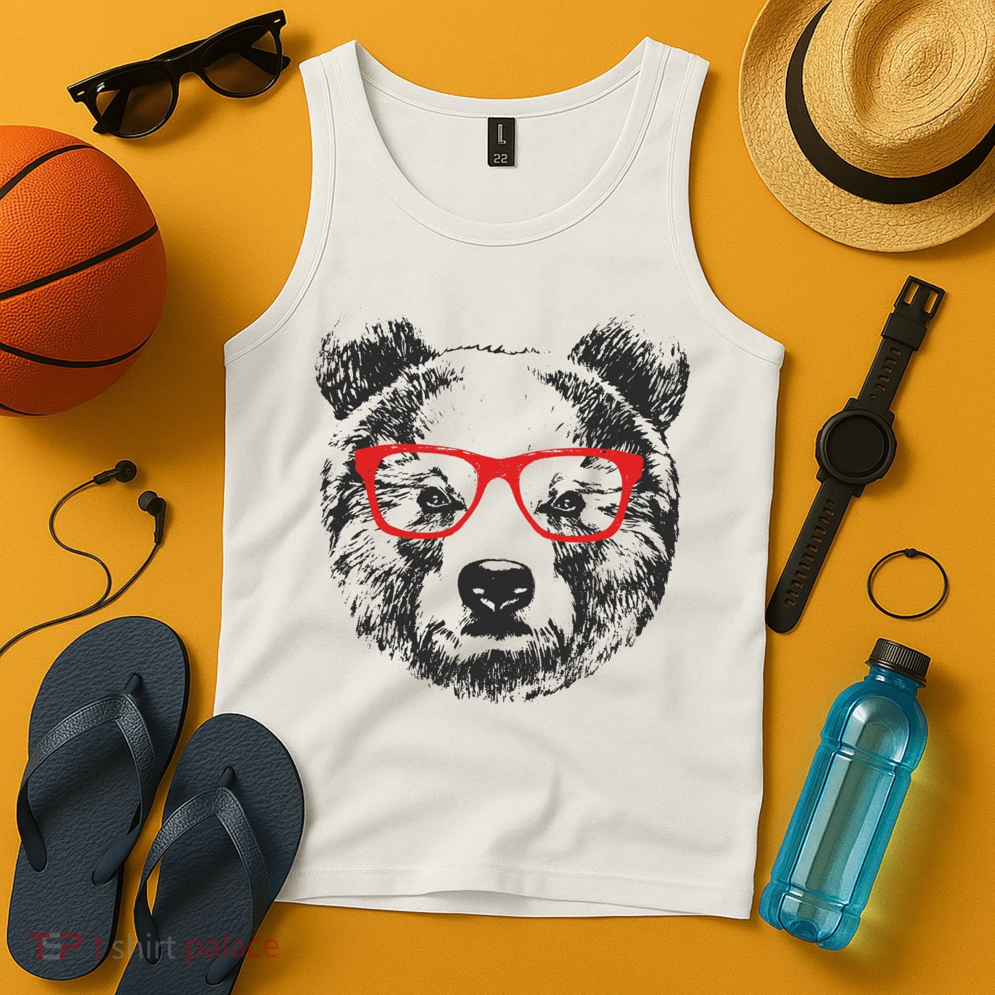 Portrait of Bear with glasses Tank Top